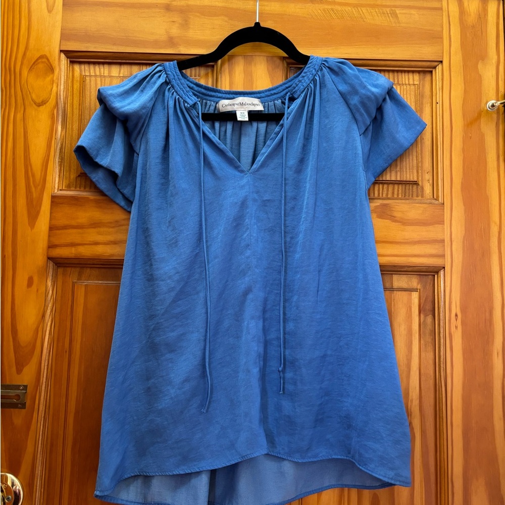 Catherine Malandrino Blue Puff Sleeve Blouse